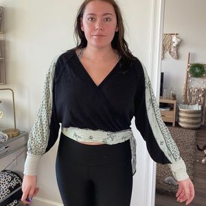 Free people balloon sleeve wrap top